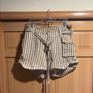 Free People One - Striped Women's Cargo Shorts with Tie & Elastic Waist